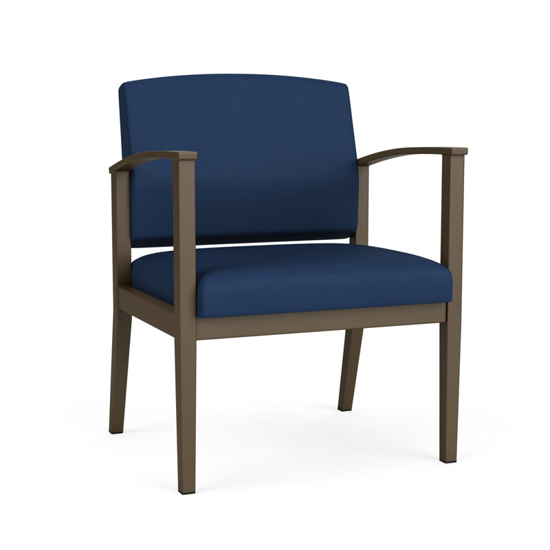 Chaise d'invité en acier Amherst, Vinyle bleu Patriot Plus Imperial, Bronze