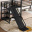 Lit superposé simple en métal pour enfants avec escalier de rangement et glissade-291182887