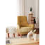 Fauteuil à oreilles élégant, tissu en peluche jaune, 29,5 po x 37,4 po x 34,6 po | Cadre 100% bois, hauteur des pieds 17,0 pouces | Hauteur d'assise confortable: 16,9 pouces | Parfait pour le salon et les sièges confortables, conception élégante