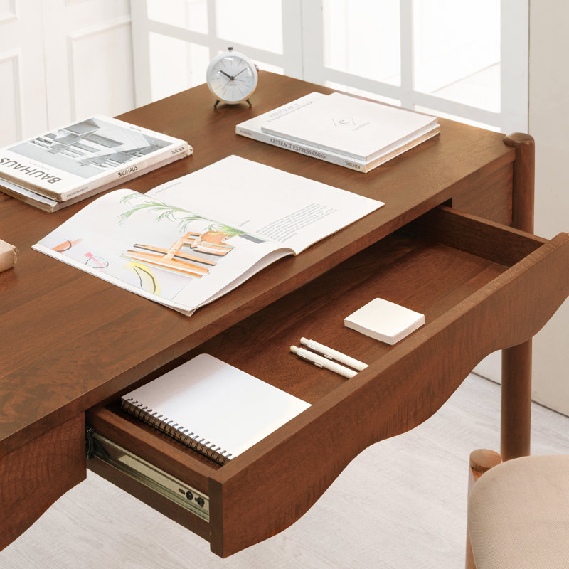 Bureau d'écriture avec tiroir de rangement Jacksonburg, Noyer