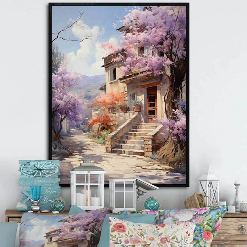 Kreta French aixenprovence garden II, reproduction d'art sur toile, H 32 po x l 16 po x P 1 po, Cadre flottant noir