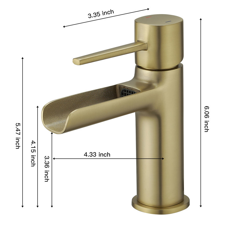 Single-Hole Single-handle Bathroom Faucet with Drain Assembly, Brushed Gold