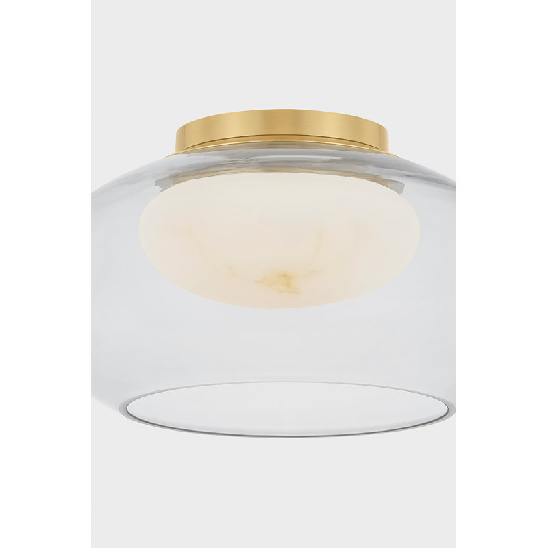 Moore Flush Mount in Aged Brass, 10 W, 6.5" H x 12" W x 12" D