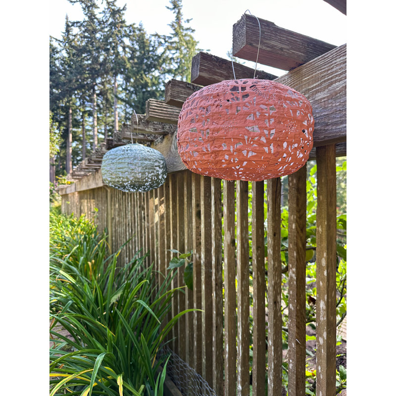 Sage and Coral Solar Powered Outdoor Lanterns with LED Lights