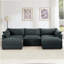 Canapé à assise profonde en U avec repose-pieds 3 places avec repose-pieds, canapé 3 places avec 2 repose-pieds mobiles, canapé modulaire surdimensionné avec tiroir de rangement sous chaque siège, chenille-2102509096-2102509109