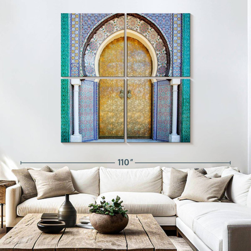 Opulente porte ornée, H 74 po x l 74 po