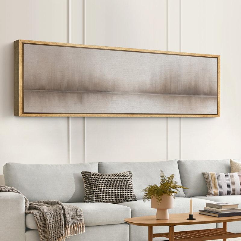 «Neutral Reflections Abstract», impression sur toile encadrée - décor minimaliste moderne, H 20 po x l 60 po, Naturel