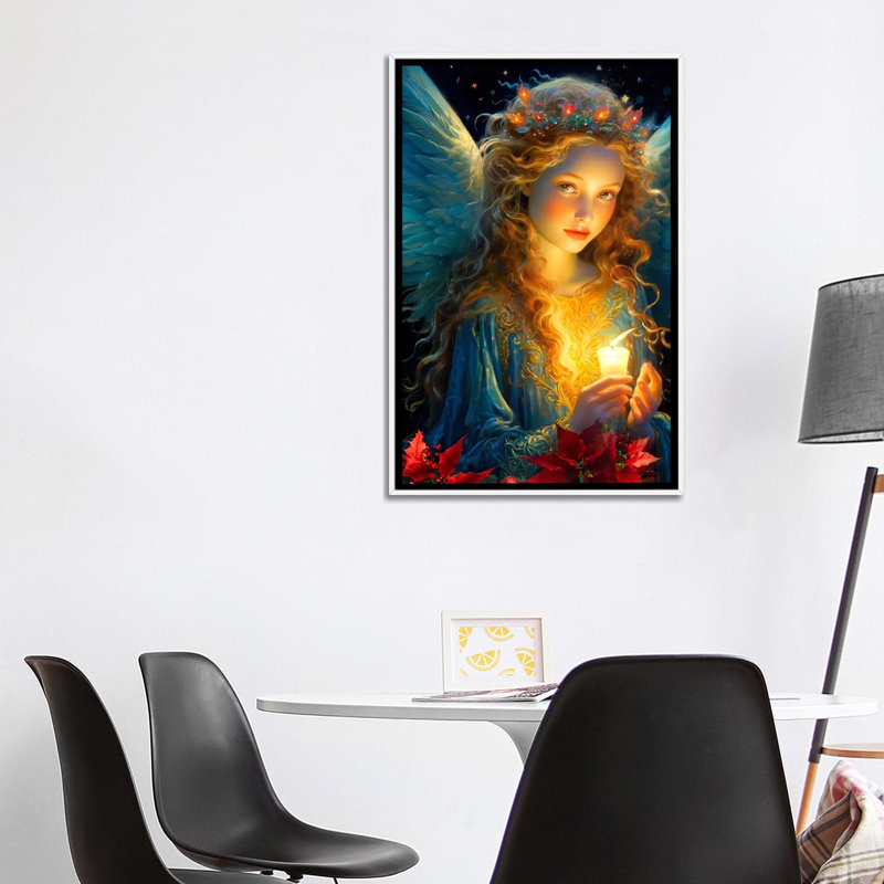 Veillée de Noël - reproduction d'art murale - toile tendue, Cadre flottant sans passe-partout, H 40 po x l 26 po, Blanc