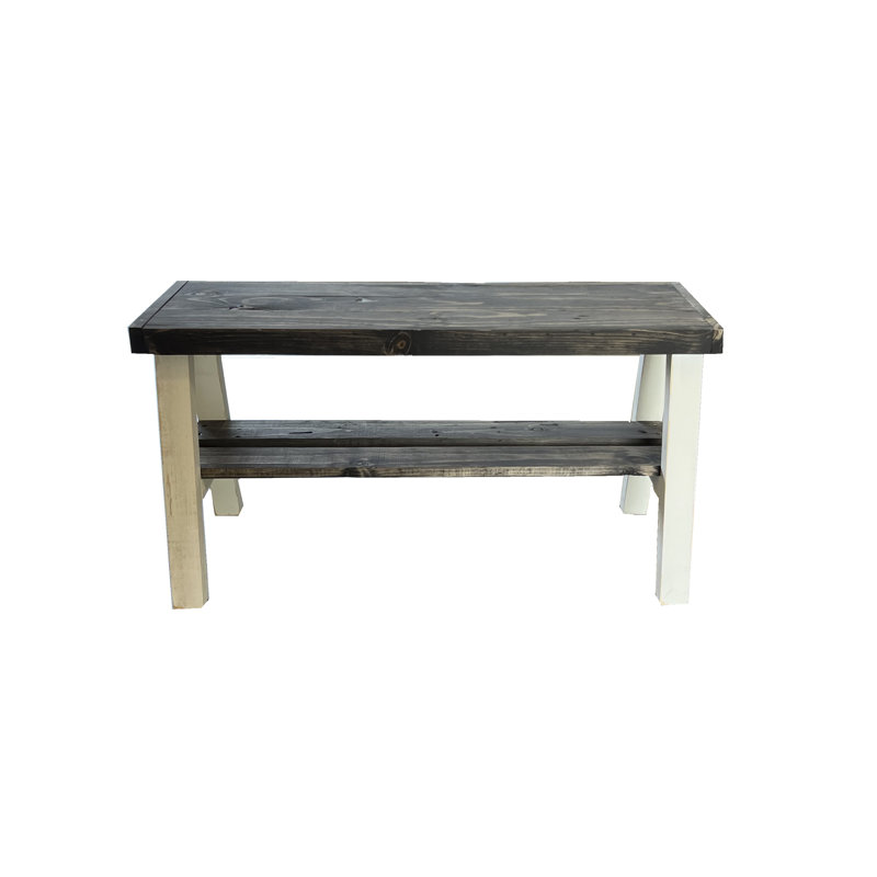 Minoo Solid Wood Storage Bench, Gray/White