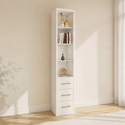 15.75x85.04inch White Side Storage Cabinet With Three Drawers for Bedroom, Living Room, Bathroom