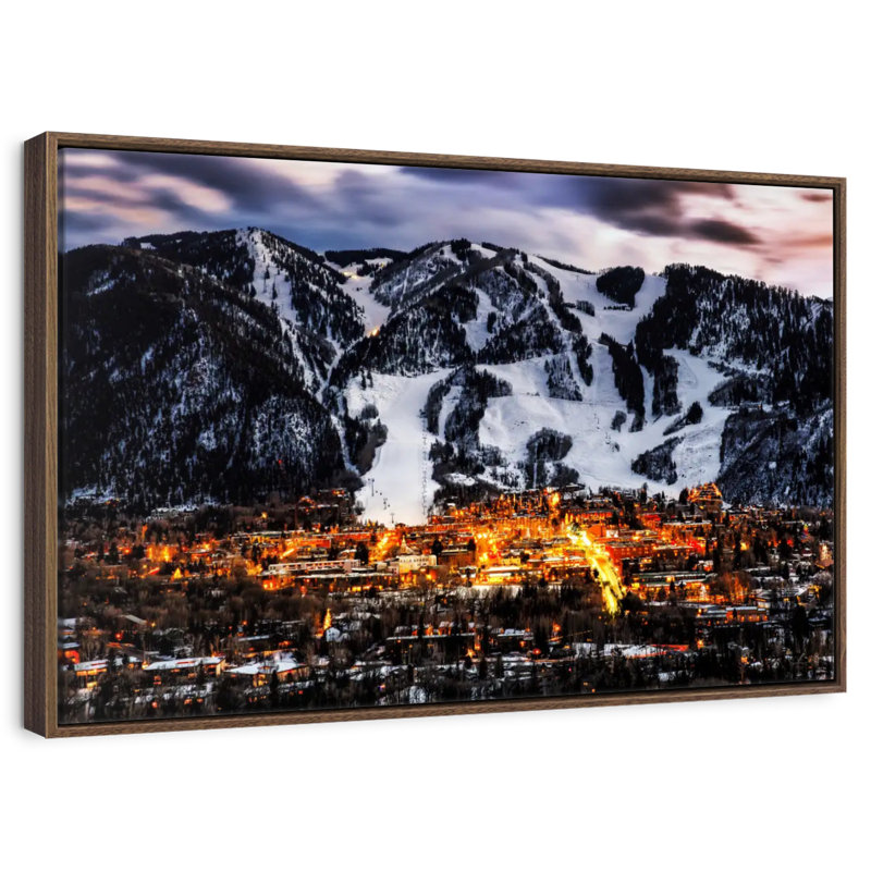 Aspen la nuit, Cadre flottant en noyer, 31 po x 21 po