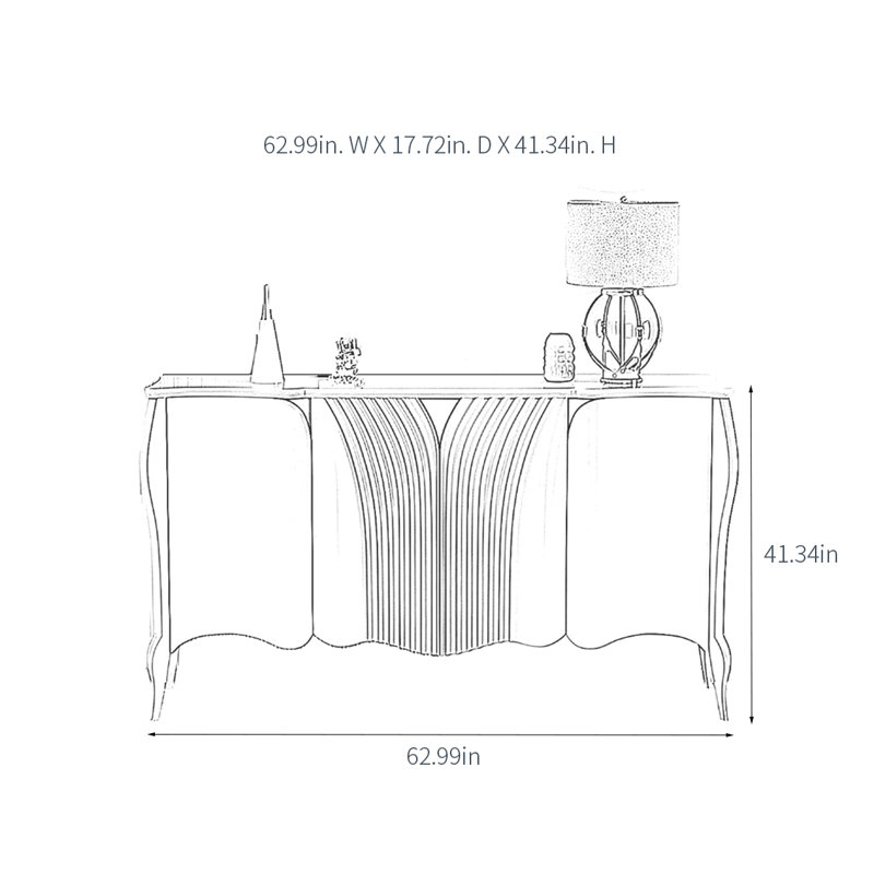 Buffet moderne et luxueux avec 4 portes, Gris, H 41,34 po x l 62,99 po x P 17,72 po