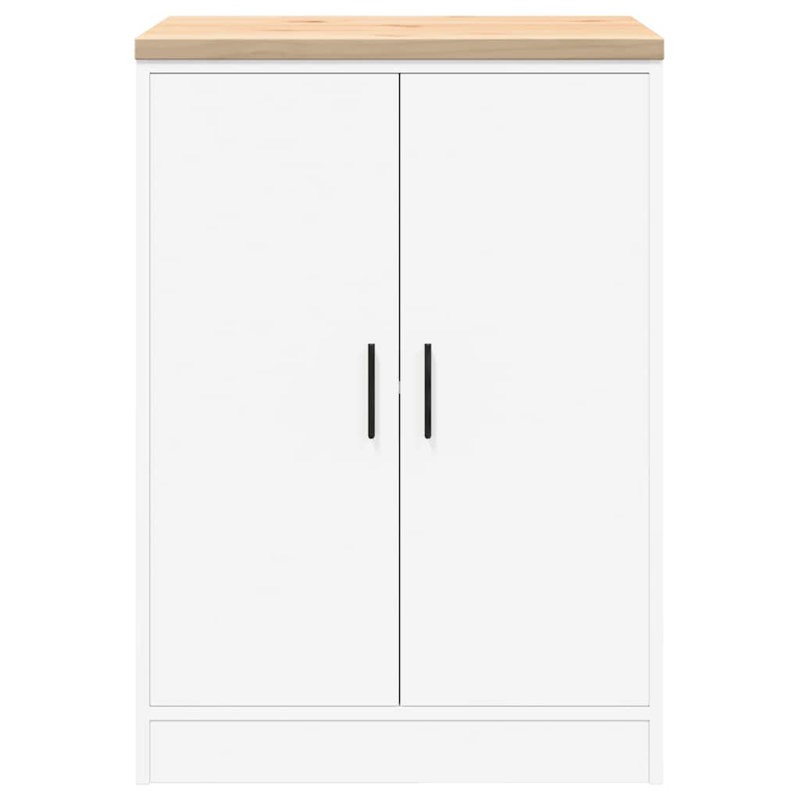 Solid Wood Single Storage Cabinet ( 85cm H x 60cm W x 51cm D), White