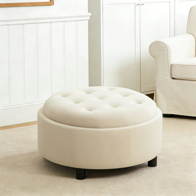 Round Storage Ottoman Coffee Table with Reversible Lid