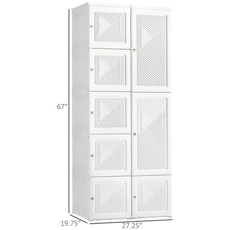 White Modular Portable Wardrobe Closet with Cube Compartments