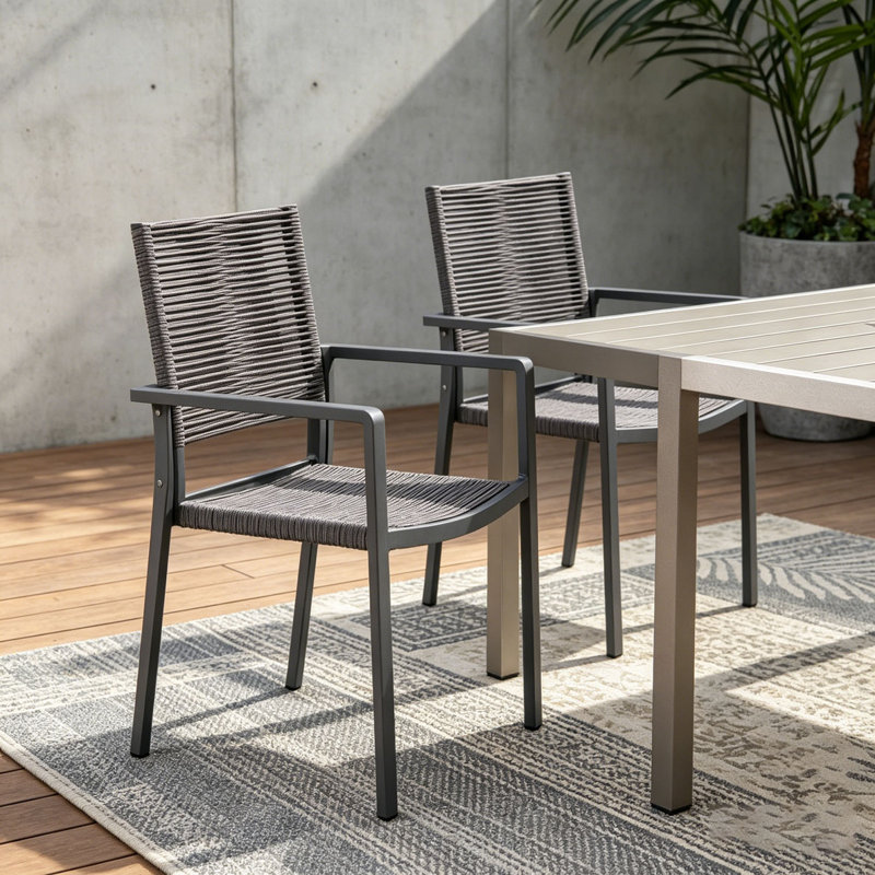 Chaise d'extérieur moderne en aluminium avec assise en corde