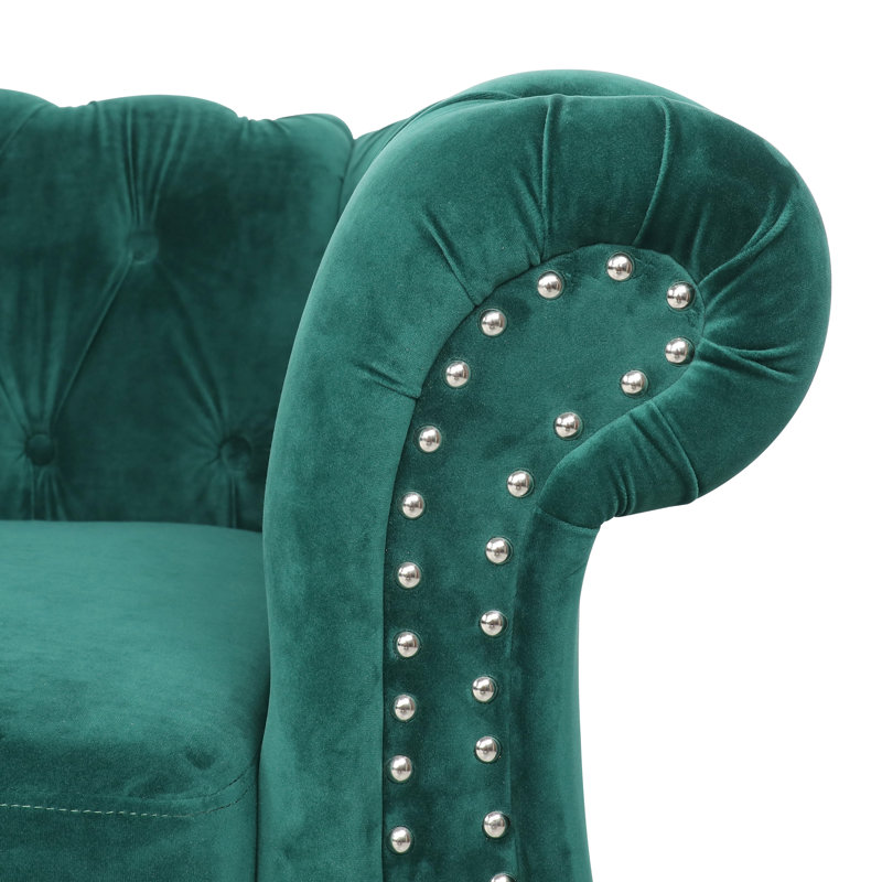 Canapé rembourré 83,85 po Adedapo, Velours vert