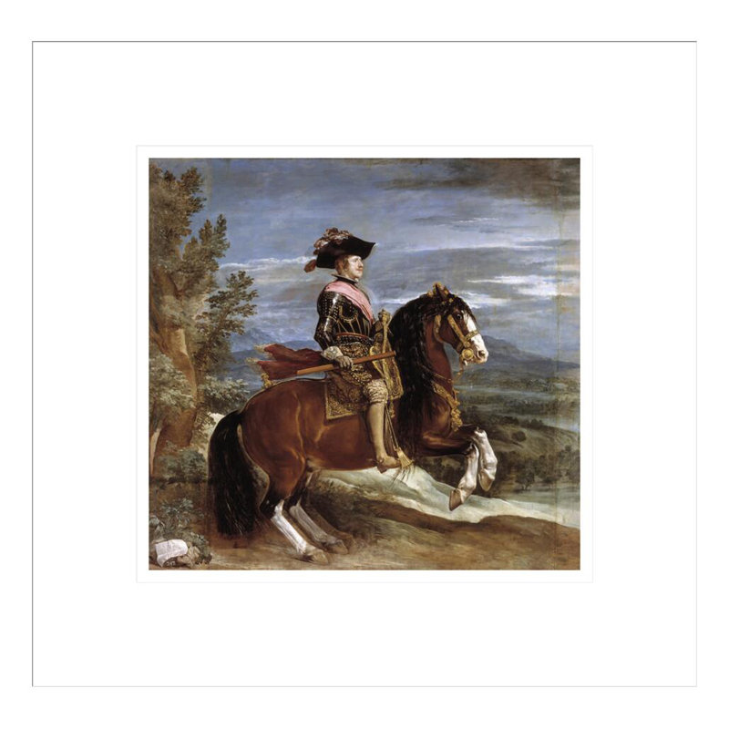 Portrait équestre de Philippe IV par Diego Velázquez, H 13,75 po x l 14,13 po
