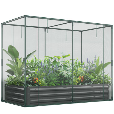 Portable Greenhouse Or Net Cover With Raised Garden Bed, Protecting Plant From Cold Or Insects
