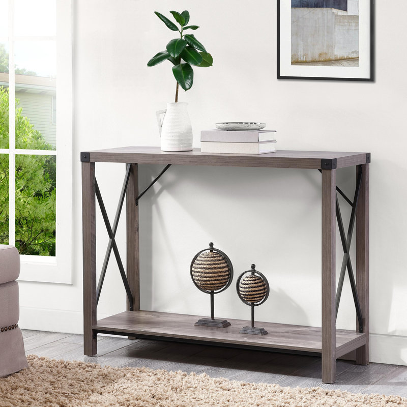 Ceianne 39.4" Console Table with Storage Shelf, Grey
