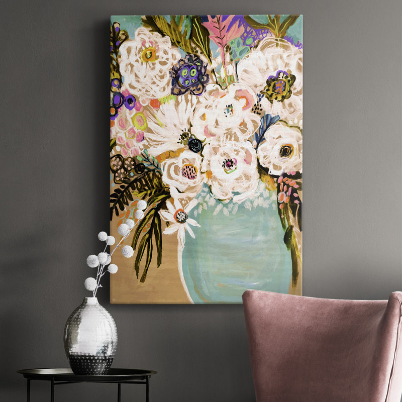 Fleurs d'été dans un vase I - peinture sur toile tendue, H 60 po x l 40 po x P 1 po