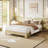 Platform Bed Frame with Wood & Metal Slats, 10.2" Underbed Storage, Easy Assembly, Golden Sandalwood-434061191-434061189