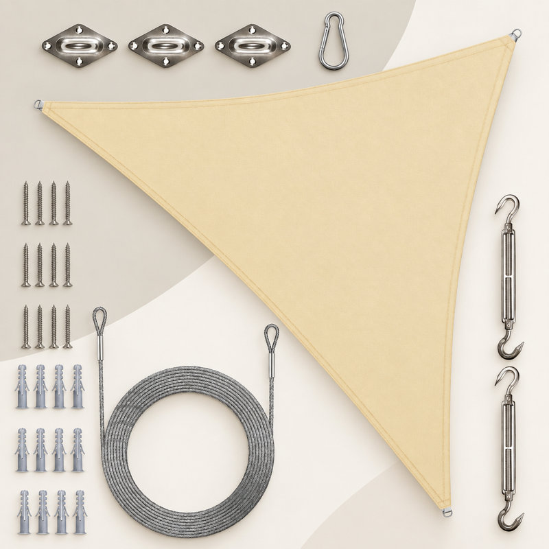 Toile d'ombrage triangulaire, 12 pi x 12 pi, Beige