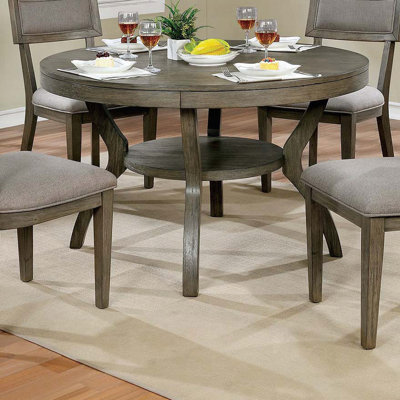 Table de salle à manger rustique en bois massif gris avec tablette ouverte