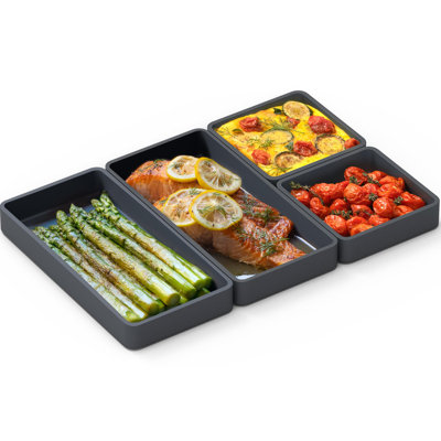 Cheat Sheets - Original Silicone Sheet Pan Dividers For Cooking & Meal Prep - Non Stick Silicone Tray, Oven Safe & Freezer-Friendly - 4 Cheat Sheets B