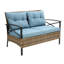 Mobilier d'extérieur bleu pour patio - Ensemble de salle à manger modulaire 4 pièces avec coussins et table-1085863416