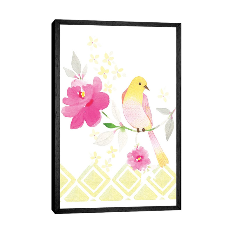 Bird On A Branch by Stephanie Ryan - Print on Canvas, Black Floater Framed, 66.04cm H x 45.72cm W x 3.81cm D