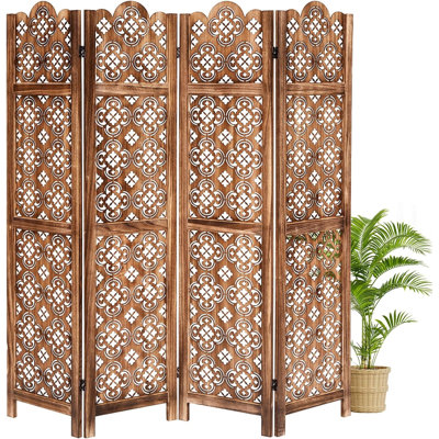 Paravent en bois sculpté 4/6 panneaux, écran d'intimité pliant de 5,57 pi de hauteur pour la séparation de pièce, le bureau personnel ou la décoration de terrasse intérieure