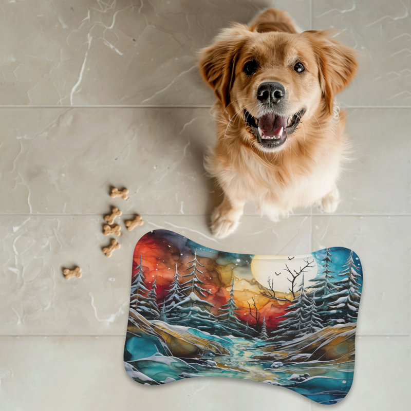 Winter Landscape Ink - 1 Piece Bone Shape Feeding Mat