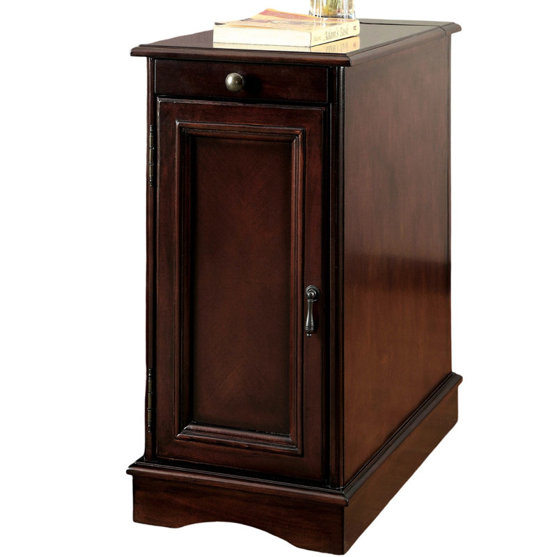 Table d'appoint Port en cerisier avec rangement et porte-gobelet, Cherry