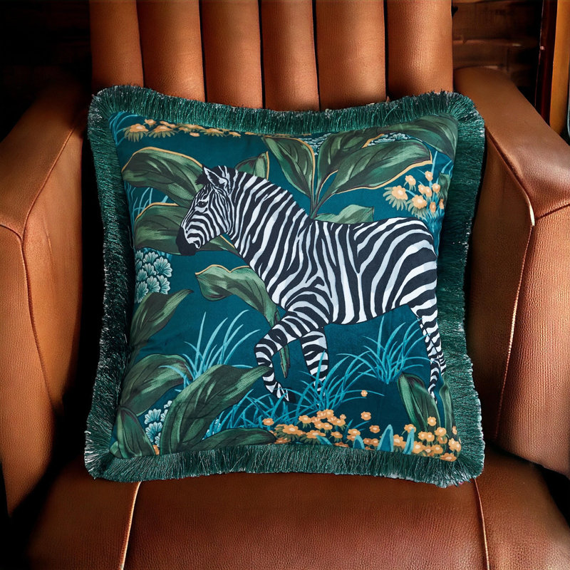 Housse de coussin réversible en velours Tassels, H 18 po x l 18 po