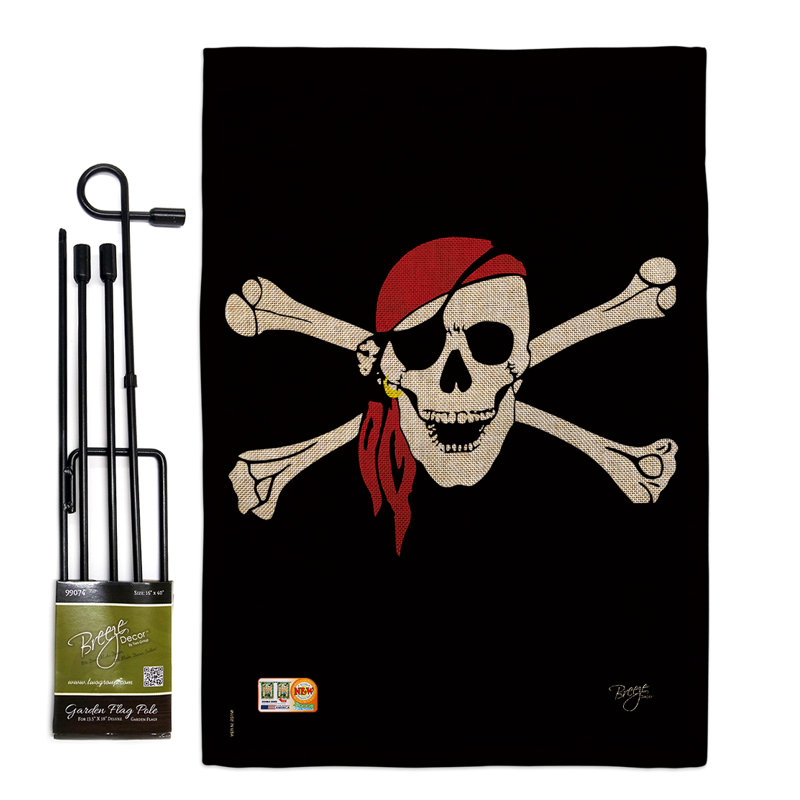 Timeless pirate 2 côtés en polyester 18,5 x 13 po ensemble de drapeau, Double toile de jute