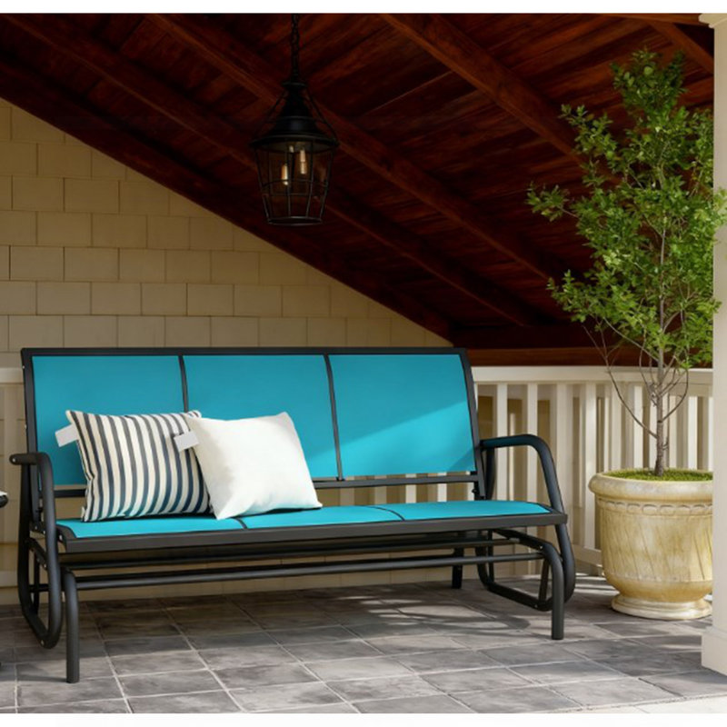 Banc de patio extérieur, balancelle avec 3 sièges, tissu en filet respirant, structure en métal