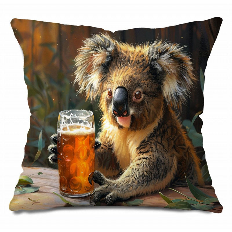 Coussin Koala avec bière, coussins pour animaux, H 26 po x l 26 po