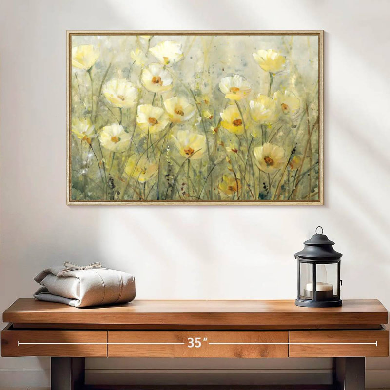 Summer In Bloom I, 25" X 17", Floating Frame Natural Wood