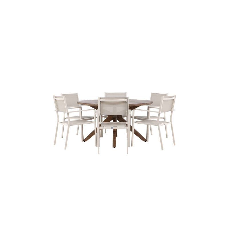 Kluesner 6 - Person Patio Dining Set with Round Table, Beige