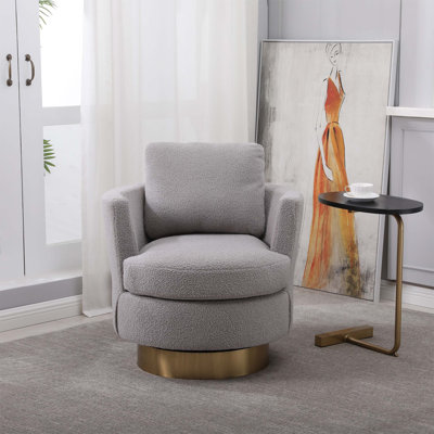 Fauteuil demi-tonneau pivotant Teddy, fauteuil d'appoint pivotant confortable, idéal pour se détendre dans le salon et rehausser la décoration intérieure