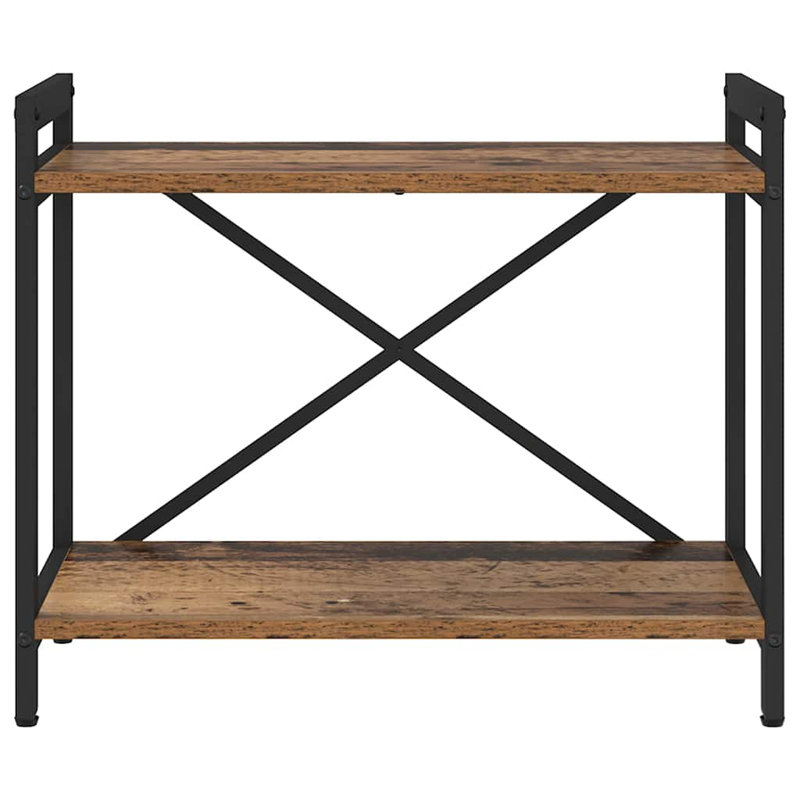 Steel Bookcase, (2 Shelves) 48.5cm H x 60cm W x 30cm D, Brown/Black