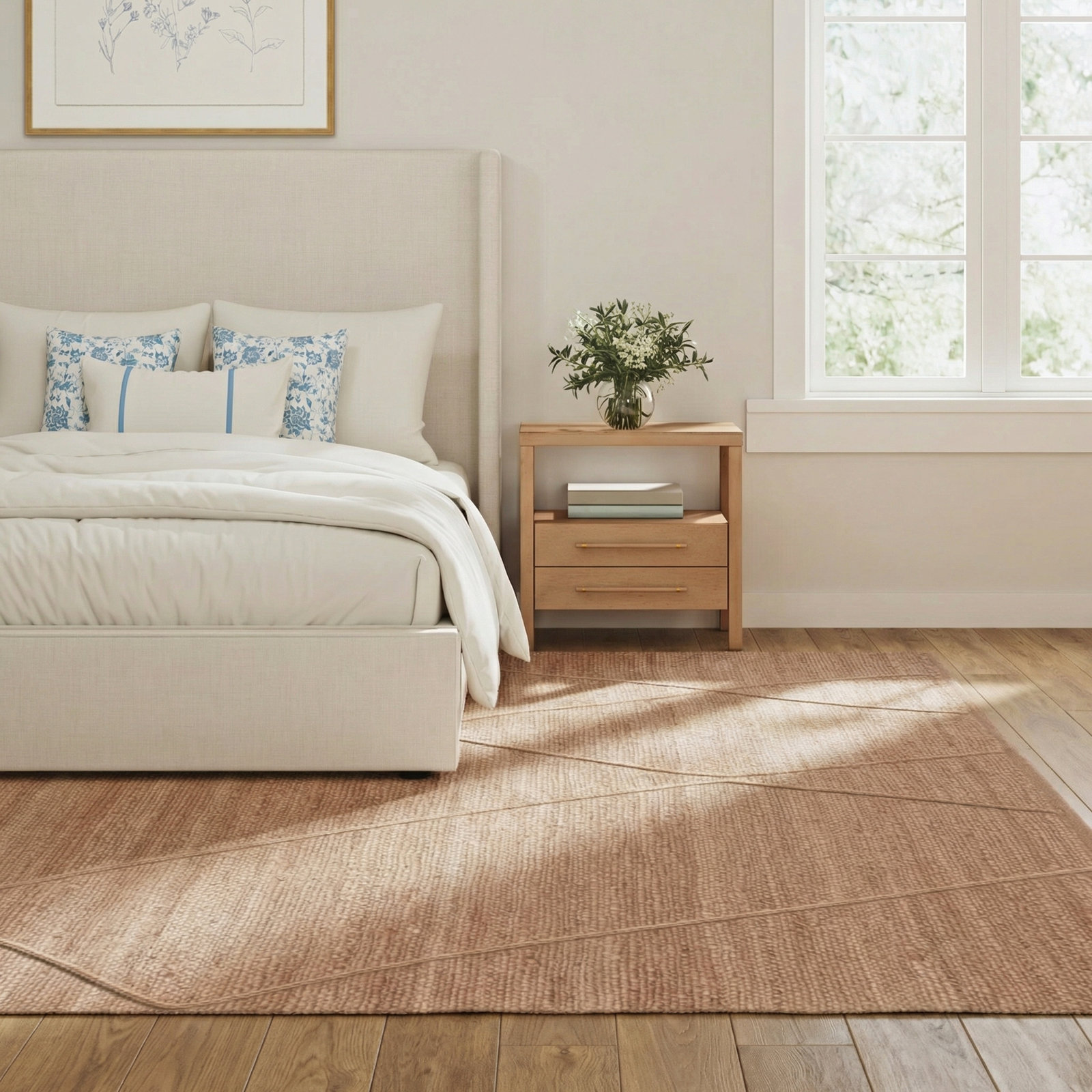 Albemarie Natural Hand-Woven Geometric Jute Rug, Rectangle 9'3" x 13'