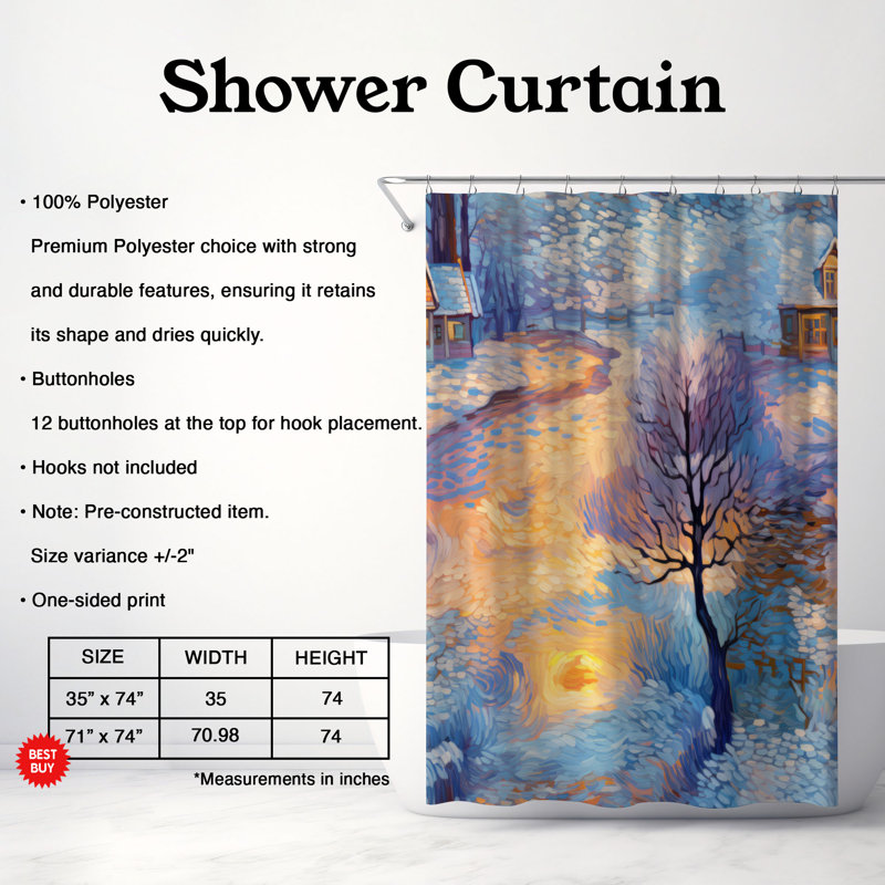 Winter Dawn Scenes - Premium Shower Curtain, 74"H x 71"W