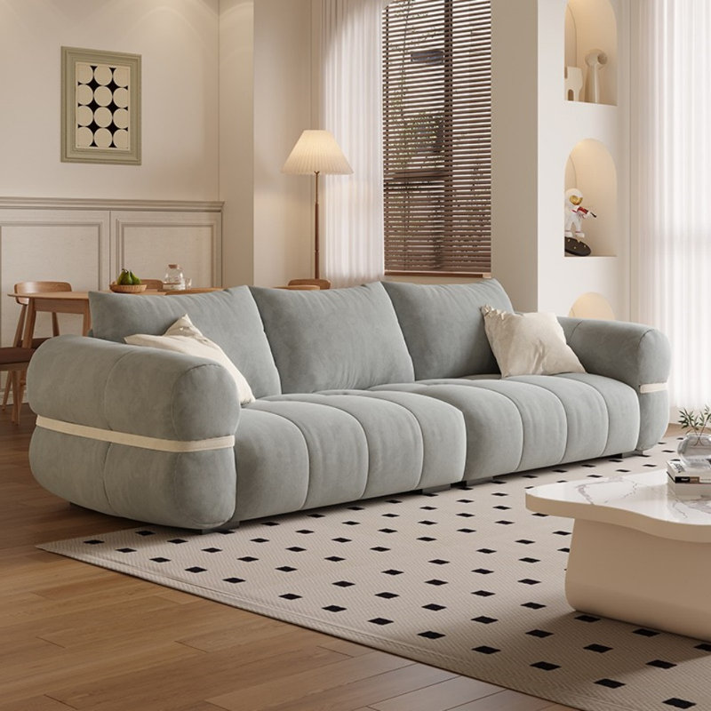 Canapé en tissu simple Creative, Gris clair, H 31,5 po x l 114,2 po x P 39,4 po