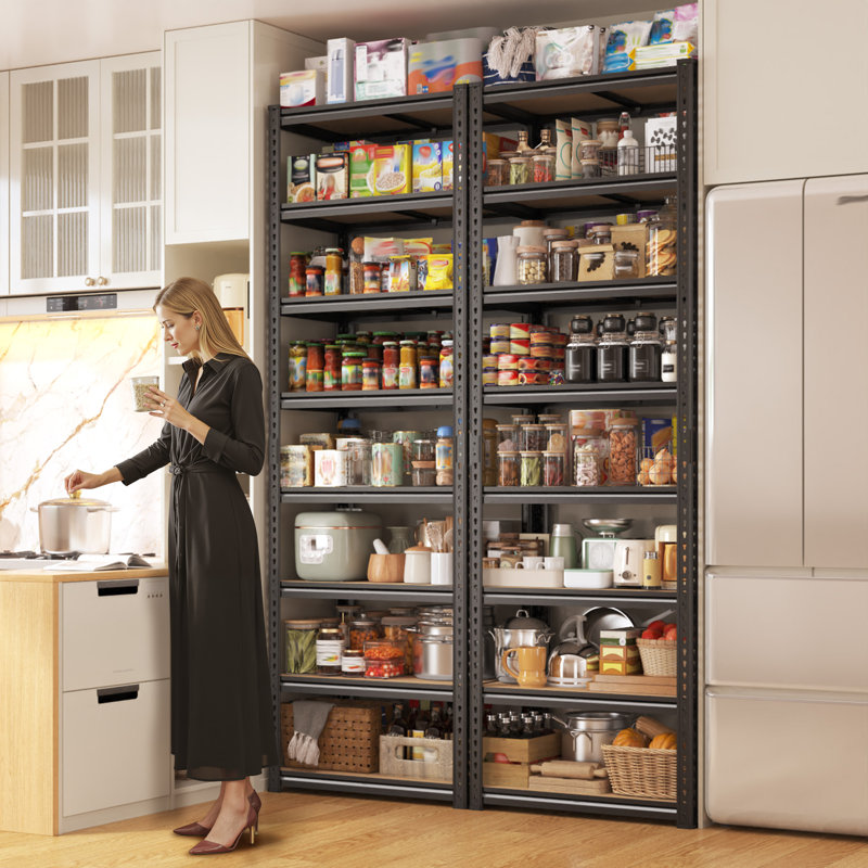 8-Tier Adjustable Metal Shelving Unit, 21.6" W x 11.8" D x 84" H Tall Storage Shelves Rack with Rolled-Edge