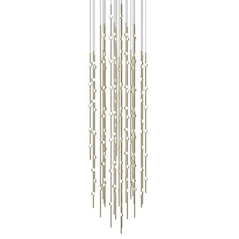Constellation® 156 - Luminaire suspendu à DEL à plusieurs niveaux, Transparent, Laiton satiné, 3000 K