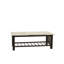 Table basse moderne et contemporaine avec plateau en faux marbre et pieds en noyer antique