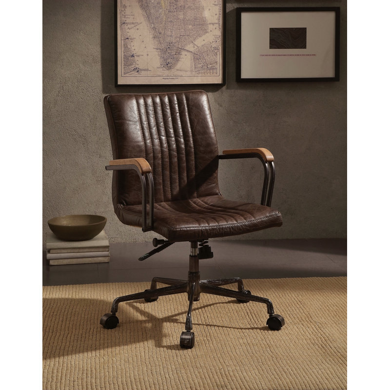 Chaise de bureau pivotante chocolat Distress