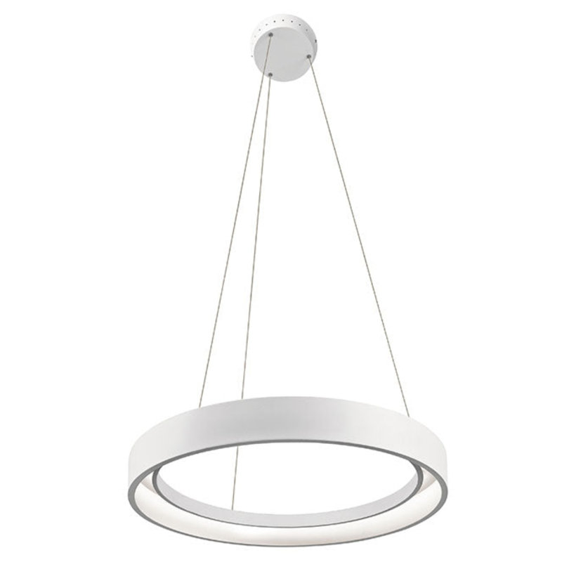 Lustre suspendu moderne Fornello à une lumière, anneau DEL, 61 cm (24 po), fini blanc texturé